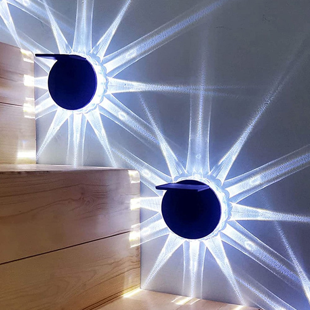 1X Solar LED Wall Light Outdoor Fence Light with Remote Control White Light