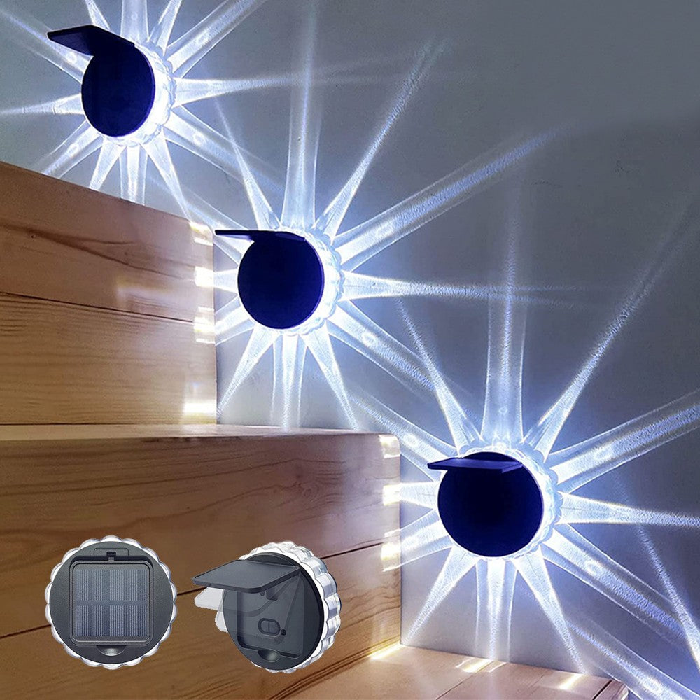 2X Solar LED Wall Light Outdoor Fence Light with Remote Control White Light