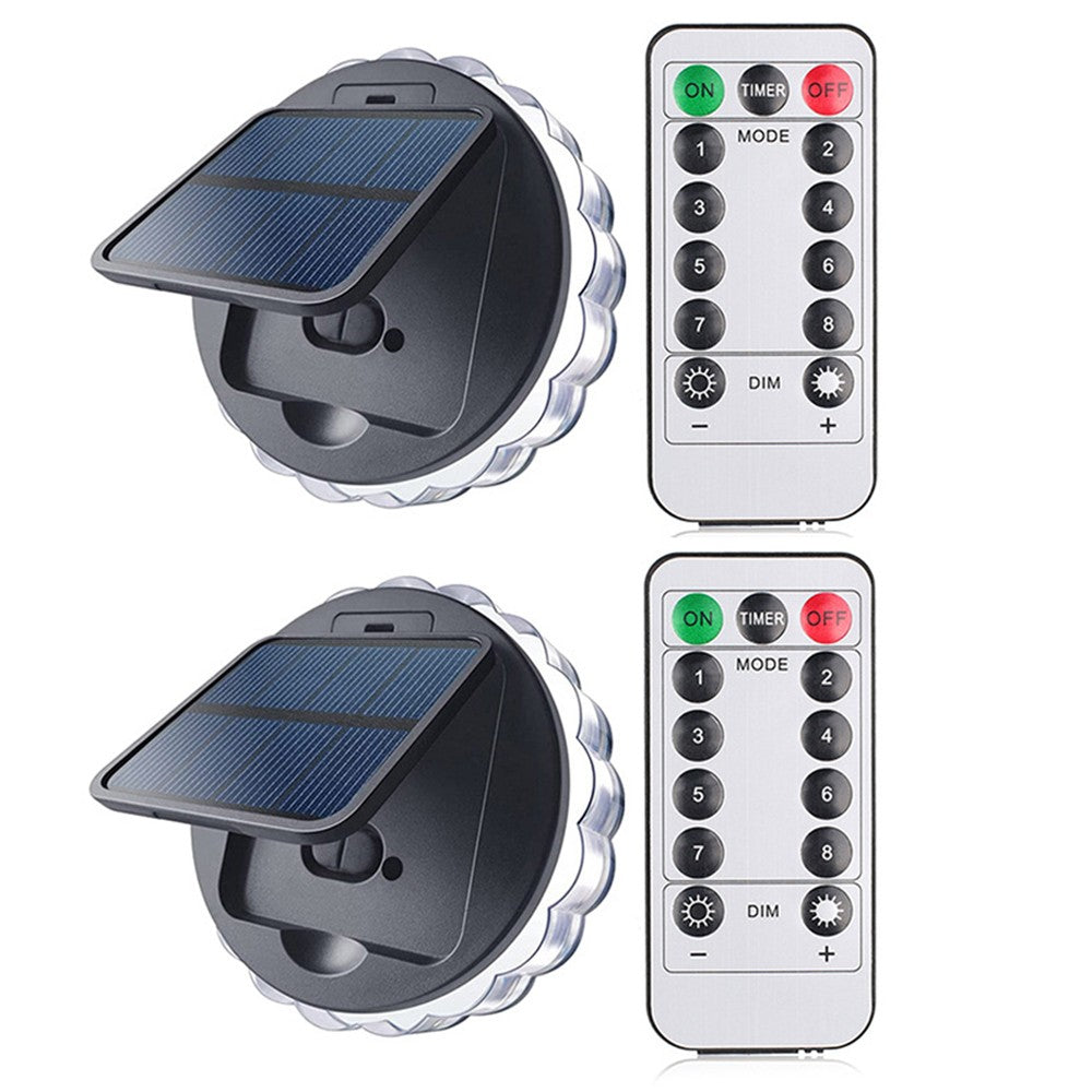 2X Solar LED Wall Light Outdoor Fence Light with Remote Control White Light