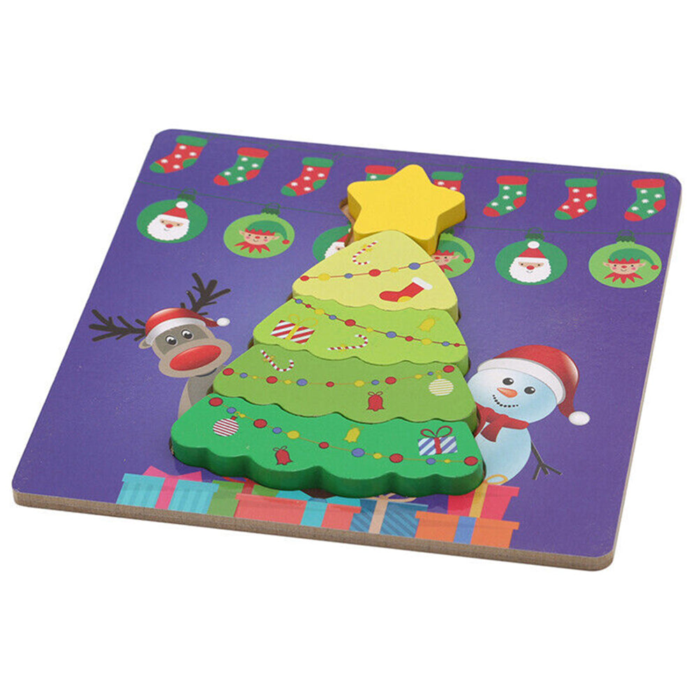2Pcs Christmas Tree Santa Claus Puzzle Toys Kids Toddlers Early Education Toy