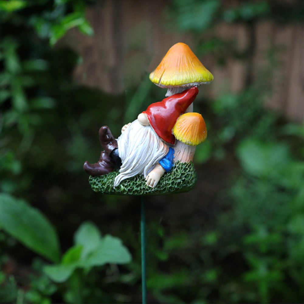 Set of 5Pcs Christmas Gnomes Stake Statue Garden Resin Ornament Flower Pot Decor