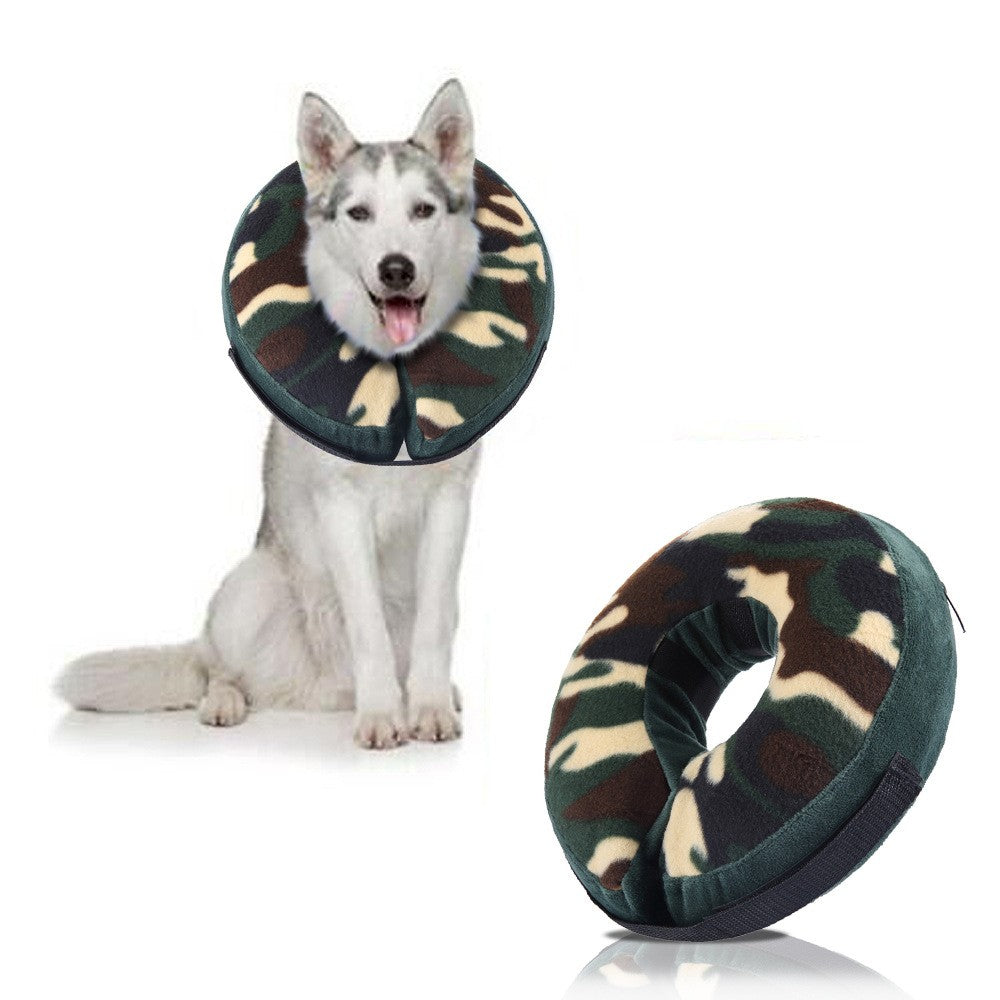 Inflatable Pet Recovery Collar Adjustable Pet Neck Protective Collar Green M
