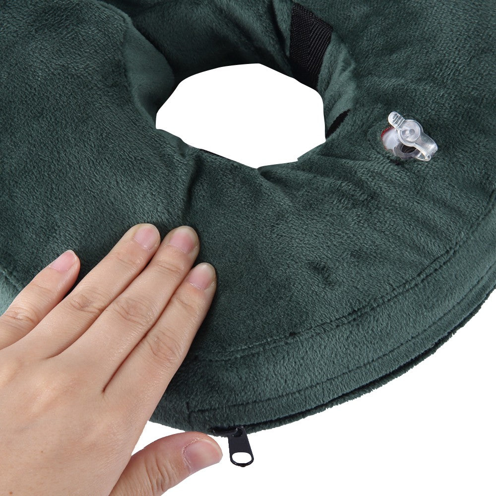 Inflatable Pet Recovery Collar Adjustable Pet Neck Protective Collar Green M