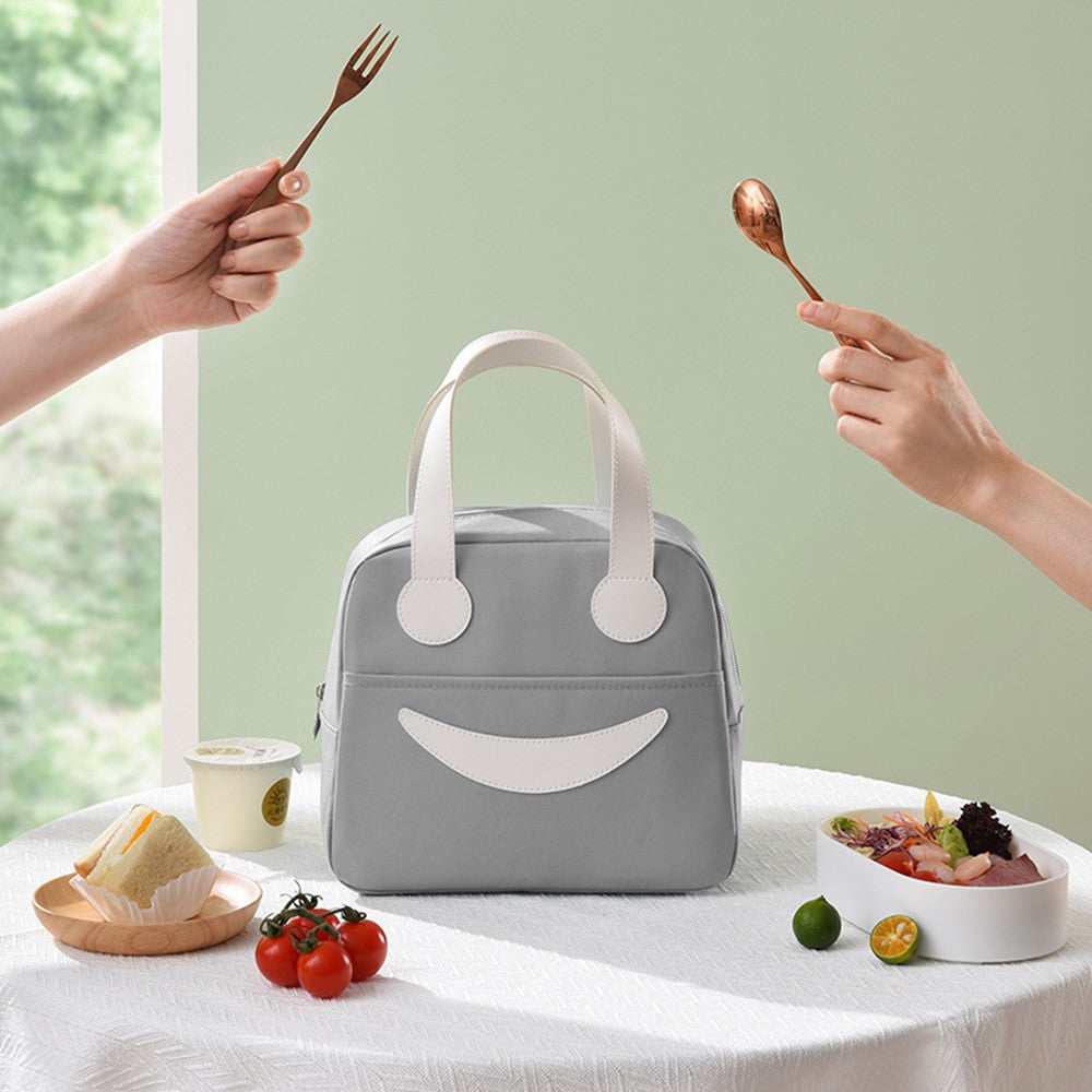 Portable Insulated Lunch Bag Cooler Thermal Lunch Box Tote Bag Grey