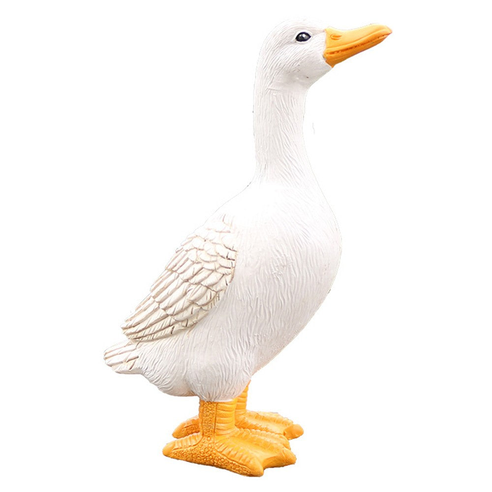 2Pcs Simulation White Duck Statue Garden Resin Statue Landscape Decoration