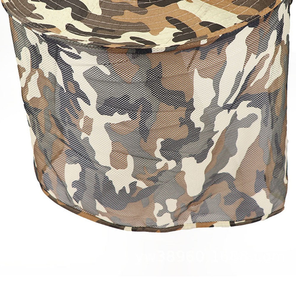 1Pc Camouflage Sun Shade Hat Wide Brim Fishing Cap with Neck Flap Brown