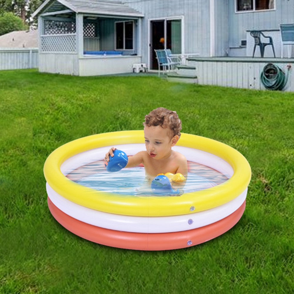 99cm Round Kids Inflatable Swimming Pool Water Basin Children Paddling Pool