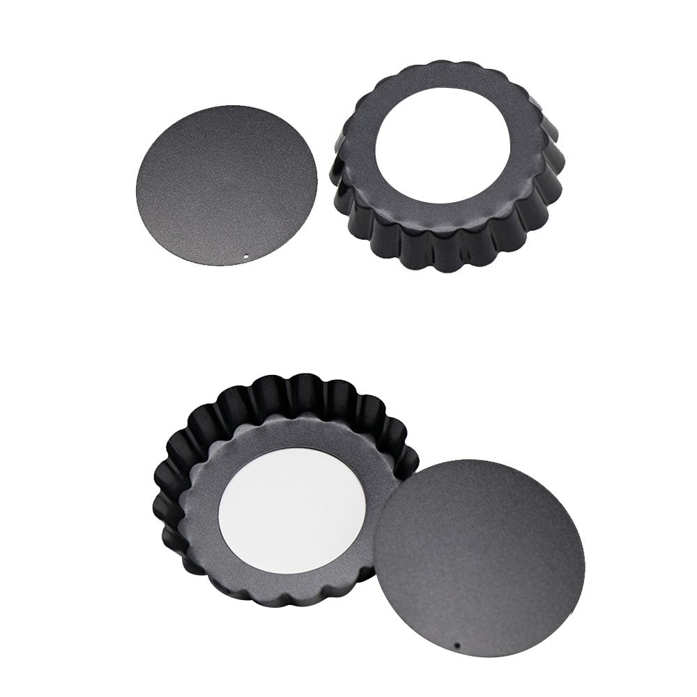 6Pcs 12cm Non Stick Mini Tart Pan Quiche Pan Cake Mold with Removable Bottom