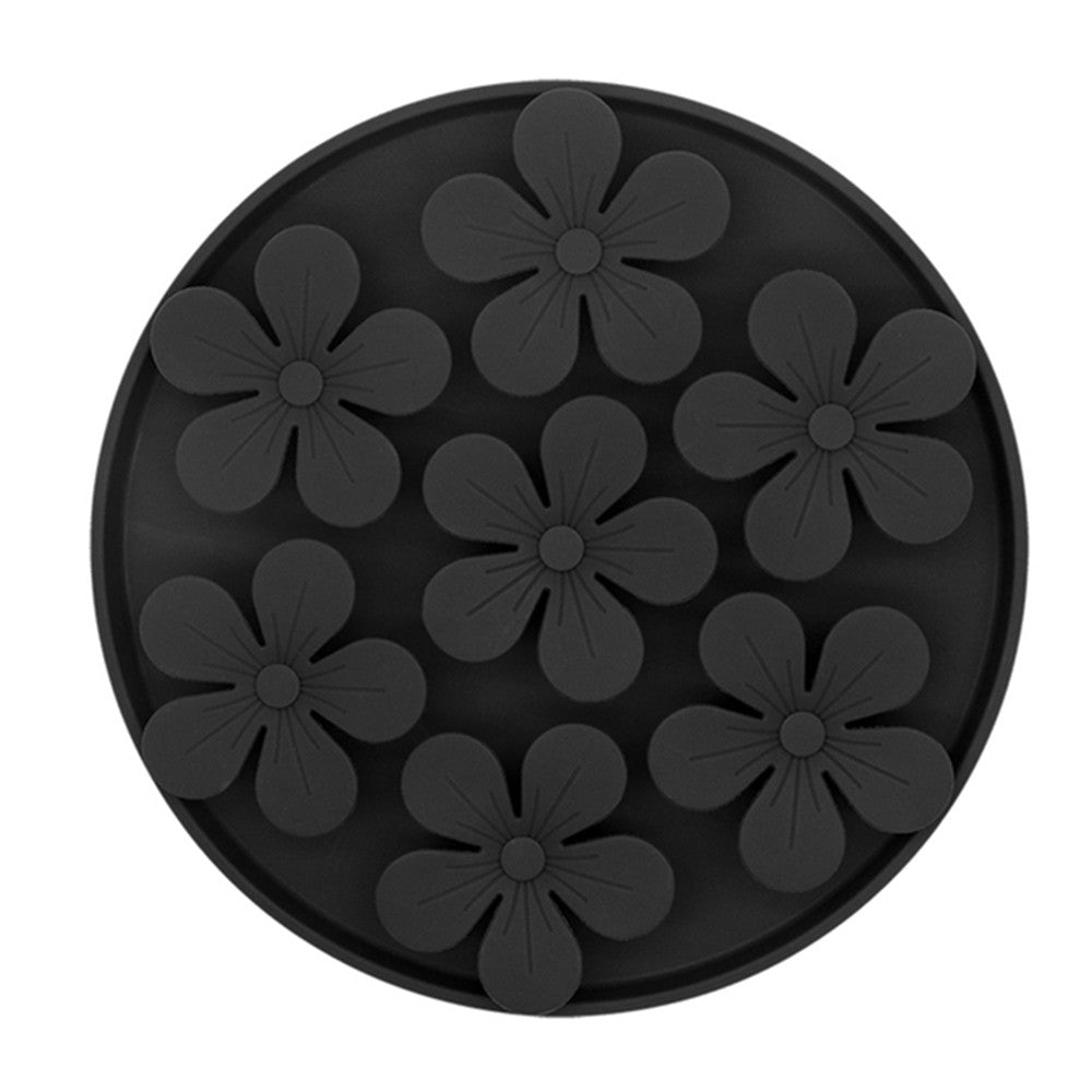 1Pc Pet Cat Slow Feeder Treat Lick Mat Feeding Mat with Suction Cup Black