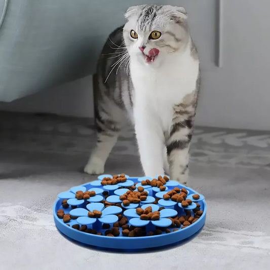 1Pc Pet Cat Slow Feeder Treat Lick Mat Feeding Mat with Suction Cup Blue