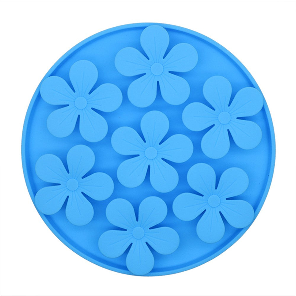 1Pc Pet Cat Slow Feeder Treat Lick Mat Feeding Mat with Suction Cup Blue