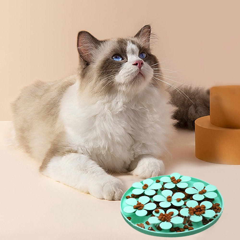 1Pc Pet Cat Slow Feeder Treat Lick Mat Feeding Mat with Suction Cup Green