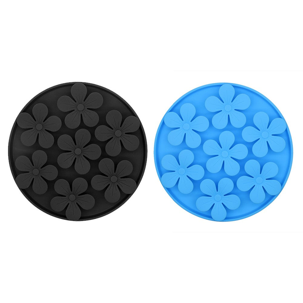 2Pcs Pet Cat Slow Feeder Treat Lick Mat Feeding Mat with Suction Cup Black Blue
