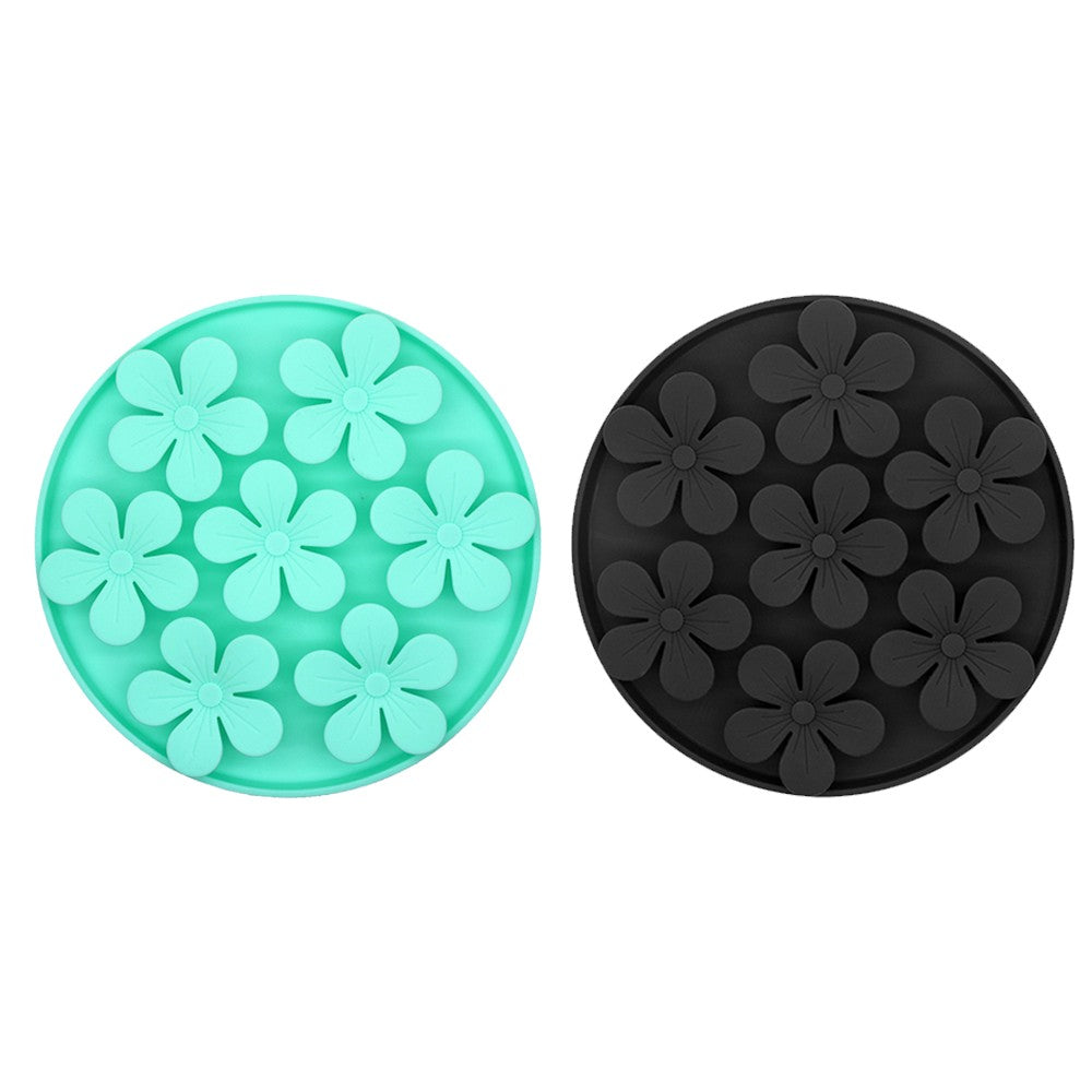 2Pcs Pet Cat Slow Feeder Treat Lick Mat Feeding Mat with Suction Cup Black Green