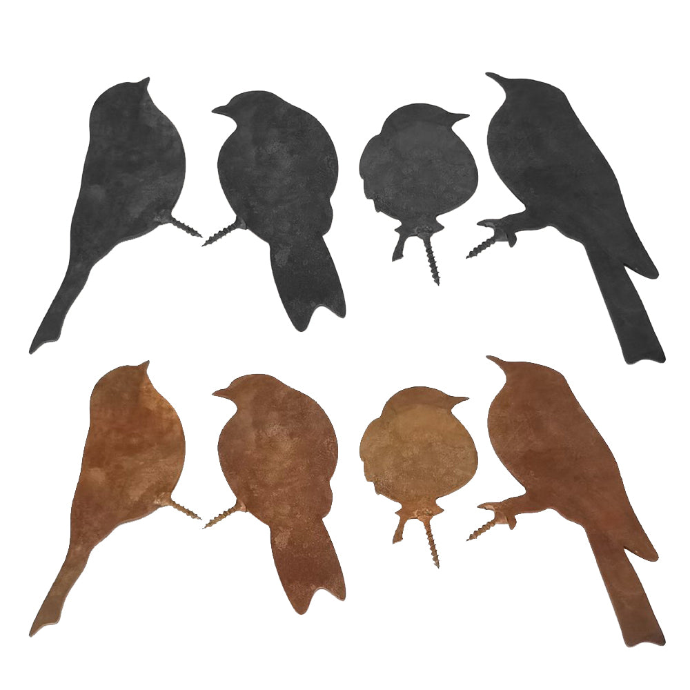 8Pcs Metal Birds Silhouette Decoration Outdoor Garden Artificial Animal Ornament