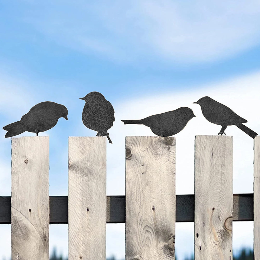 8Pcs Metal Birds Silhouette Decoration Outdoor Garden Artificial Animal Ornament