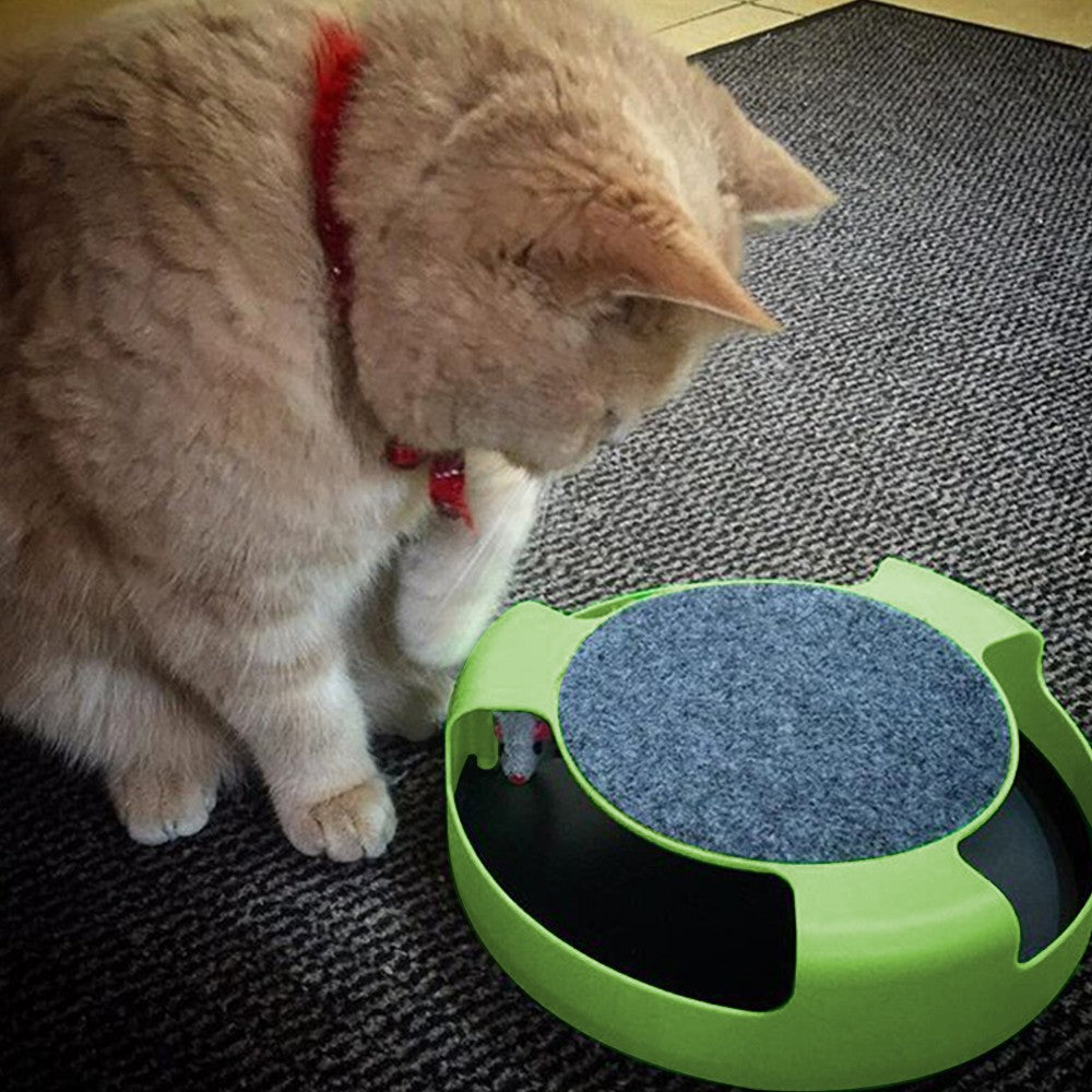 2X Pet Cat Catch Mouse Interactive Toy Cat Scratch Board with Scratch Claw Mat