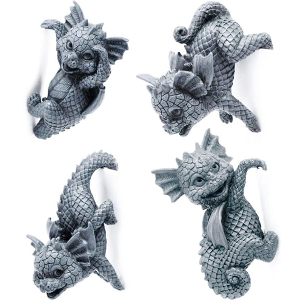 4X Garden Dragon Statue Sculpture Bookcase Flower Pot Edge Hanging Figurine