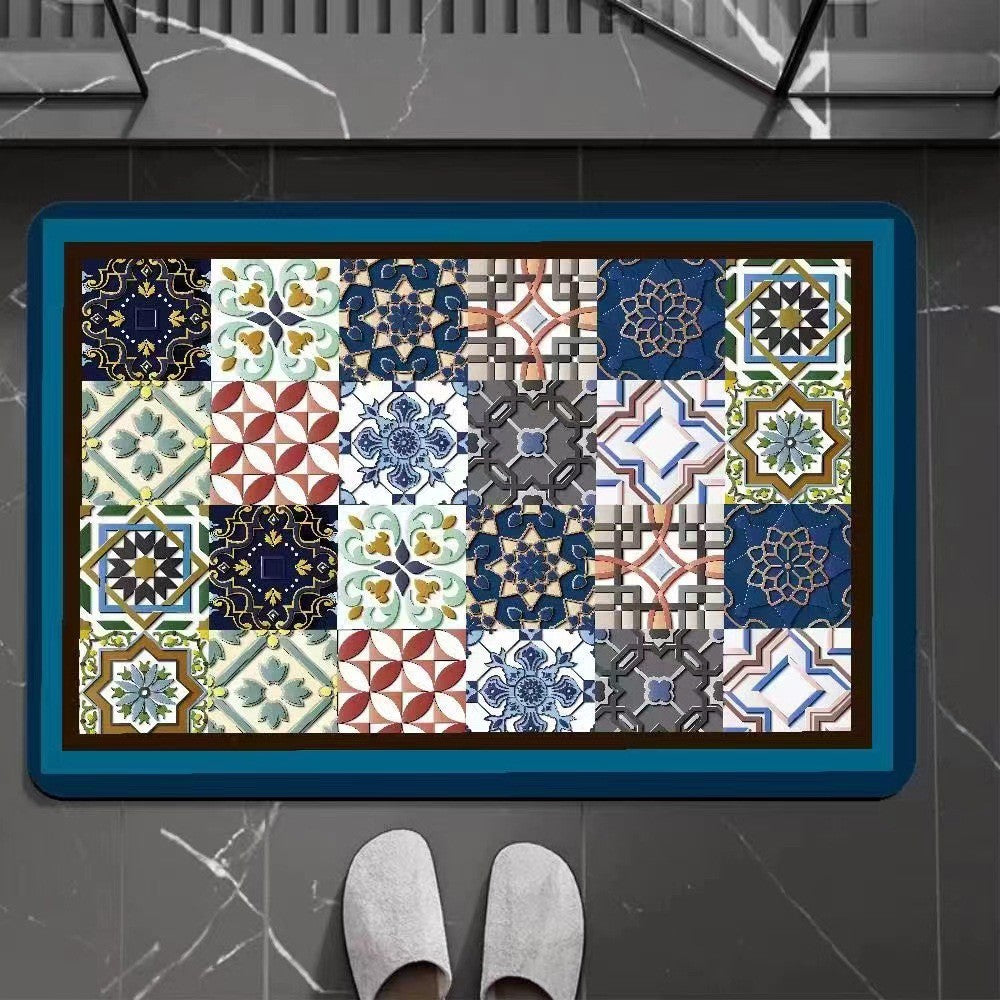 40x60cm Quick Drying Diatom Mud Floor Mat Non Slip Bathroom Floor Mat Blue