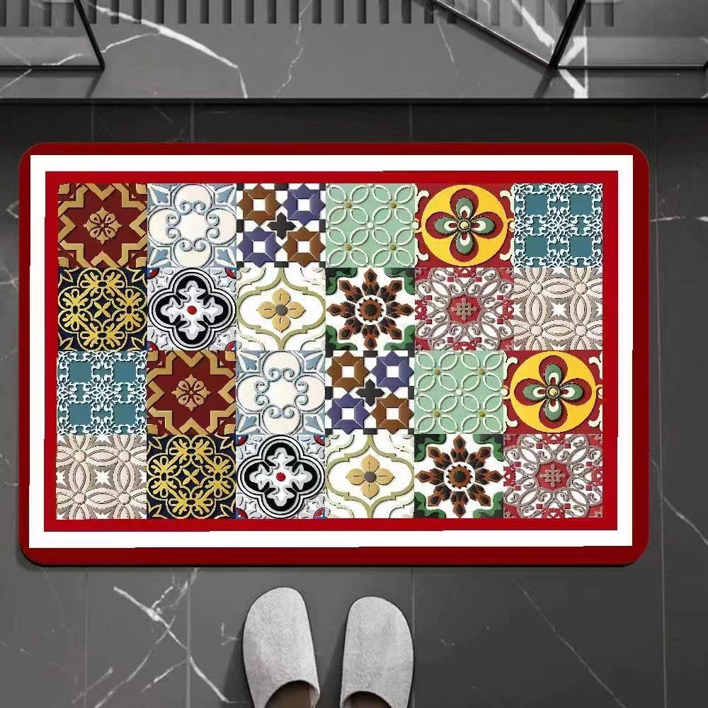 40x60cm Quick Drying Diatom Mud Floor Mat Non Slip Bathroom Floor Mat Red