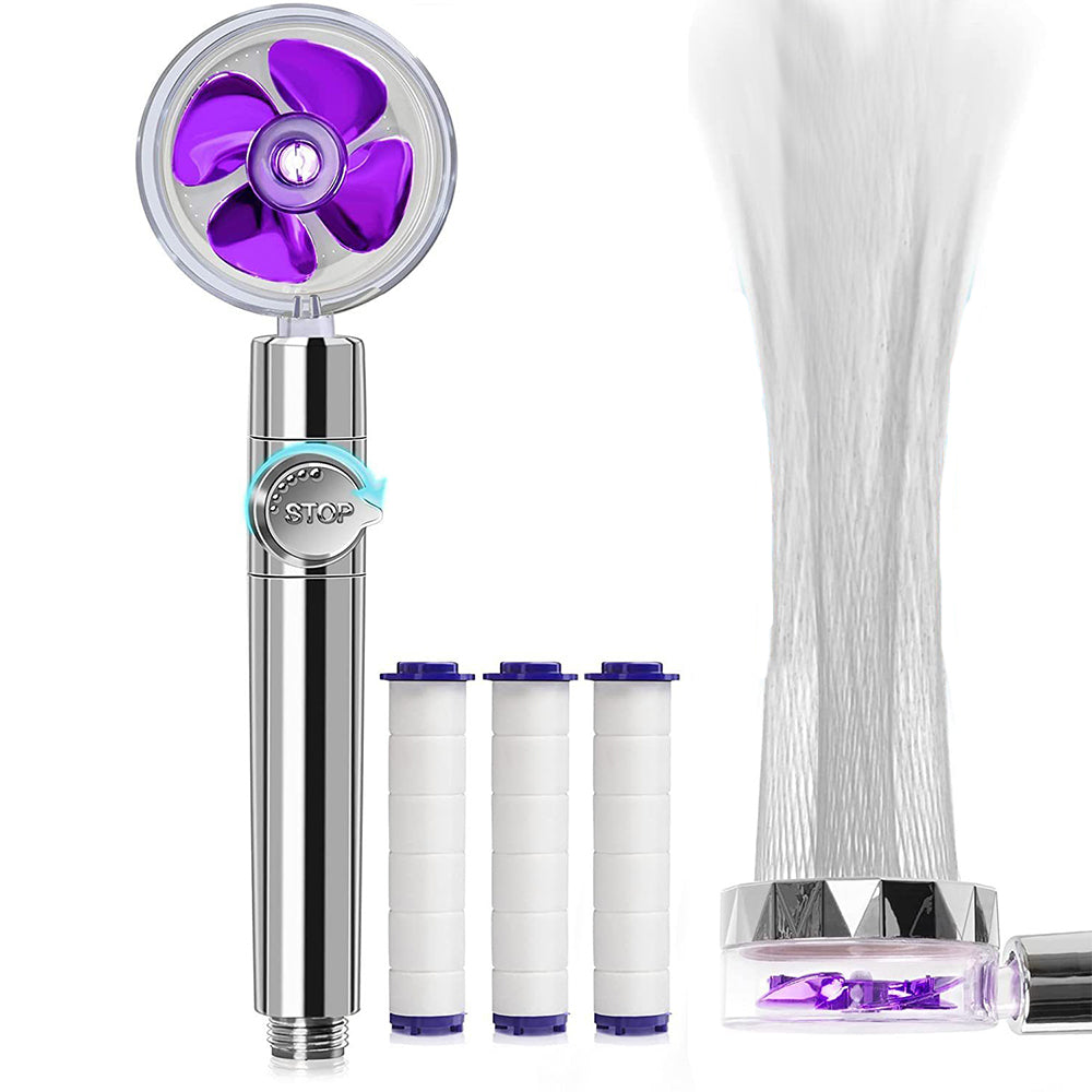 Handheld Propeller High Pressure Shower Head Purple