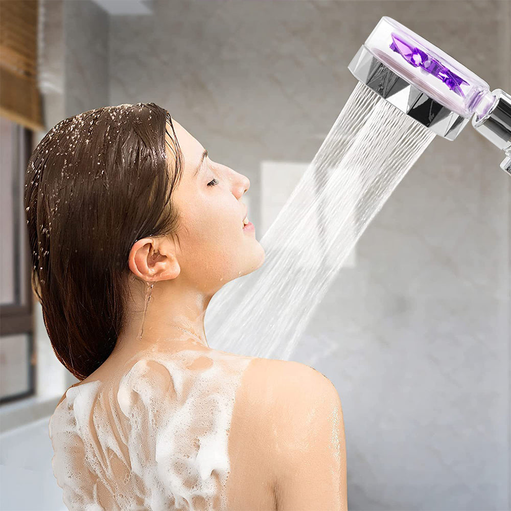 Handheld Propeller High Pressure Shower Head Purple