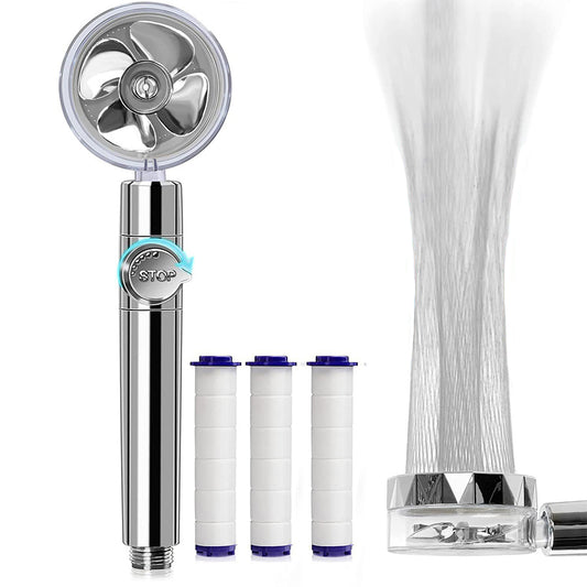 Handheld Propeller High Pressure Shower Head Silver