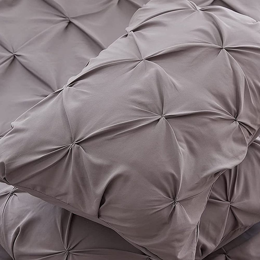 2Pcs Pintuck Bedding Set Pinch Pleat Duvet Cover Set Grey Single
