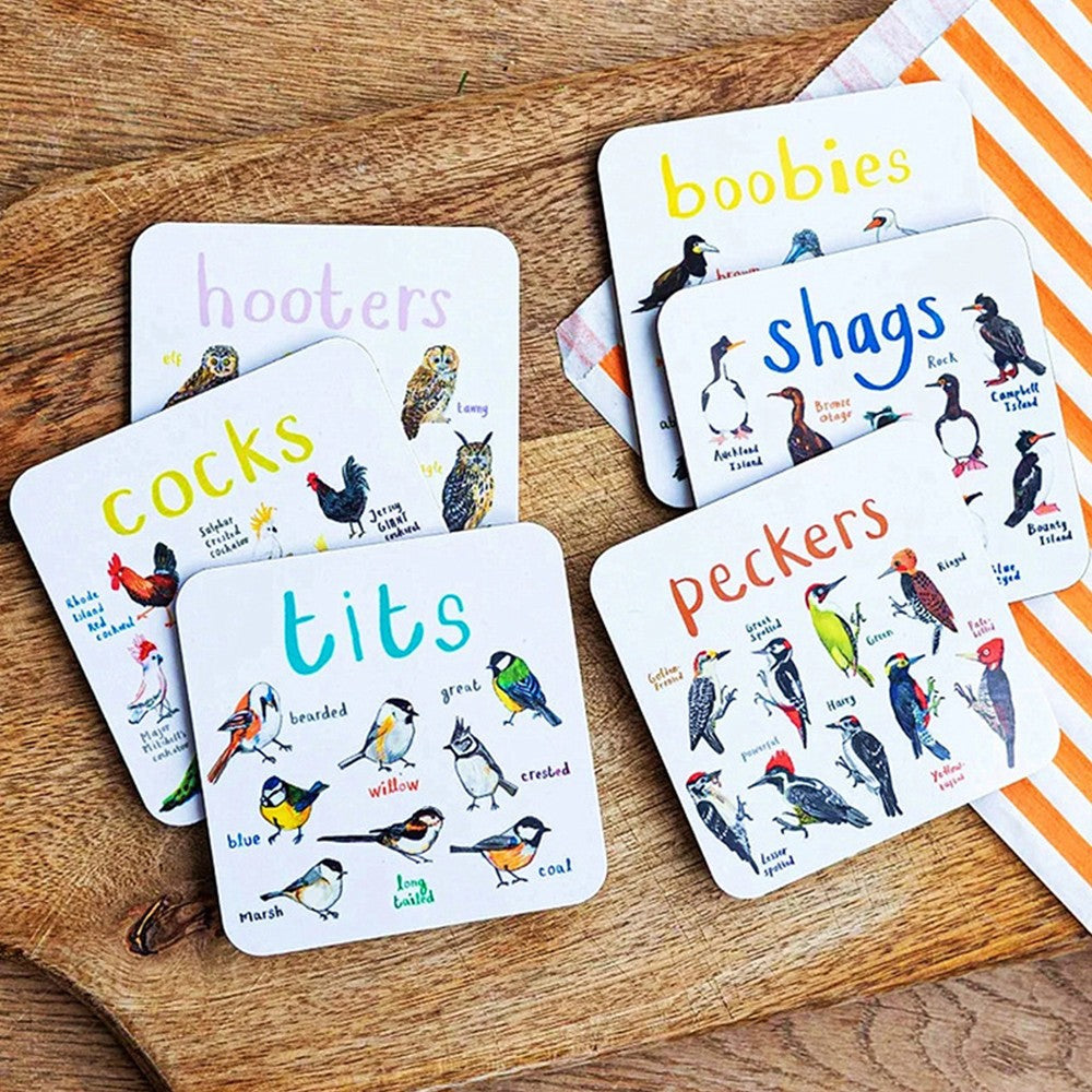 12Pcs Bird Pun Coasters Drink Coasters Non Slip Coffee Cup Mats Mug Pad