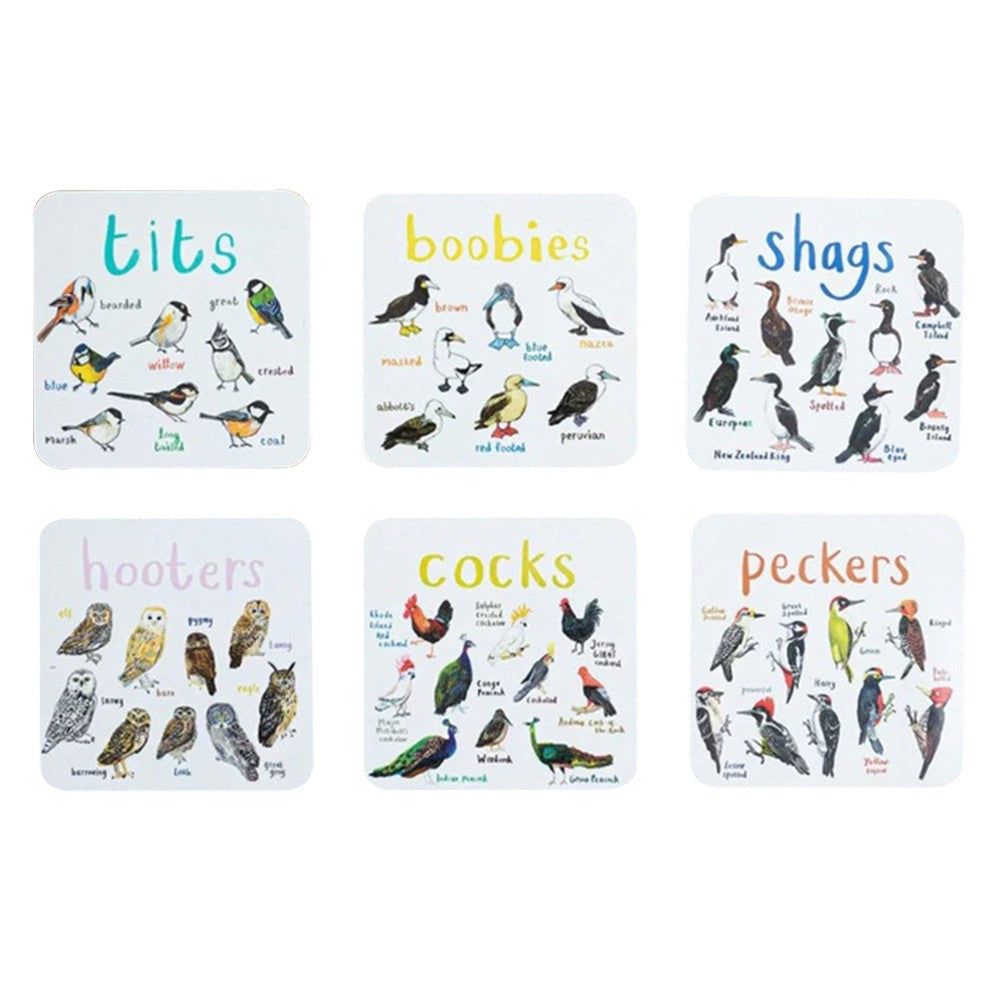 12Pcs Bird Pun Coasters Drink Coasters Non Slip Coffee Cup Mats Mug Pad