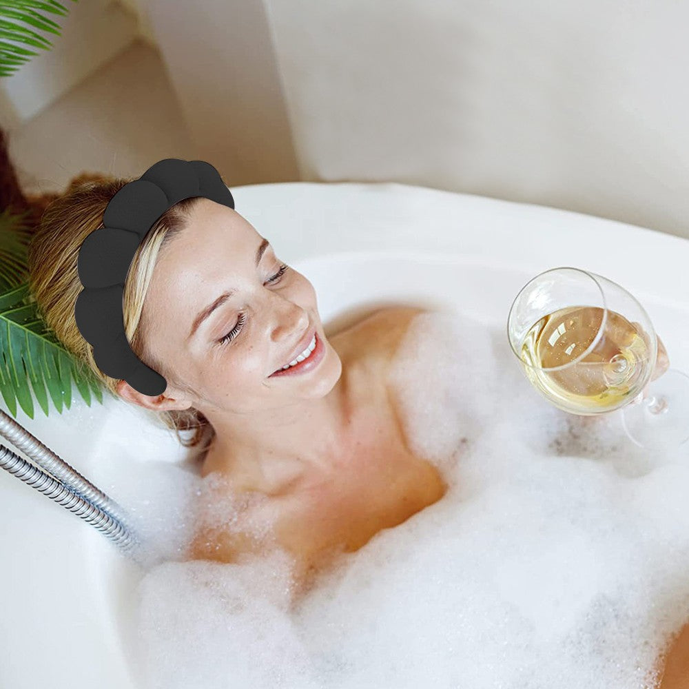 2Pcs Women Mimi and Co Spa Sponge Headband Makeup Skincare Headband White Black