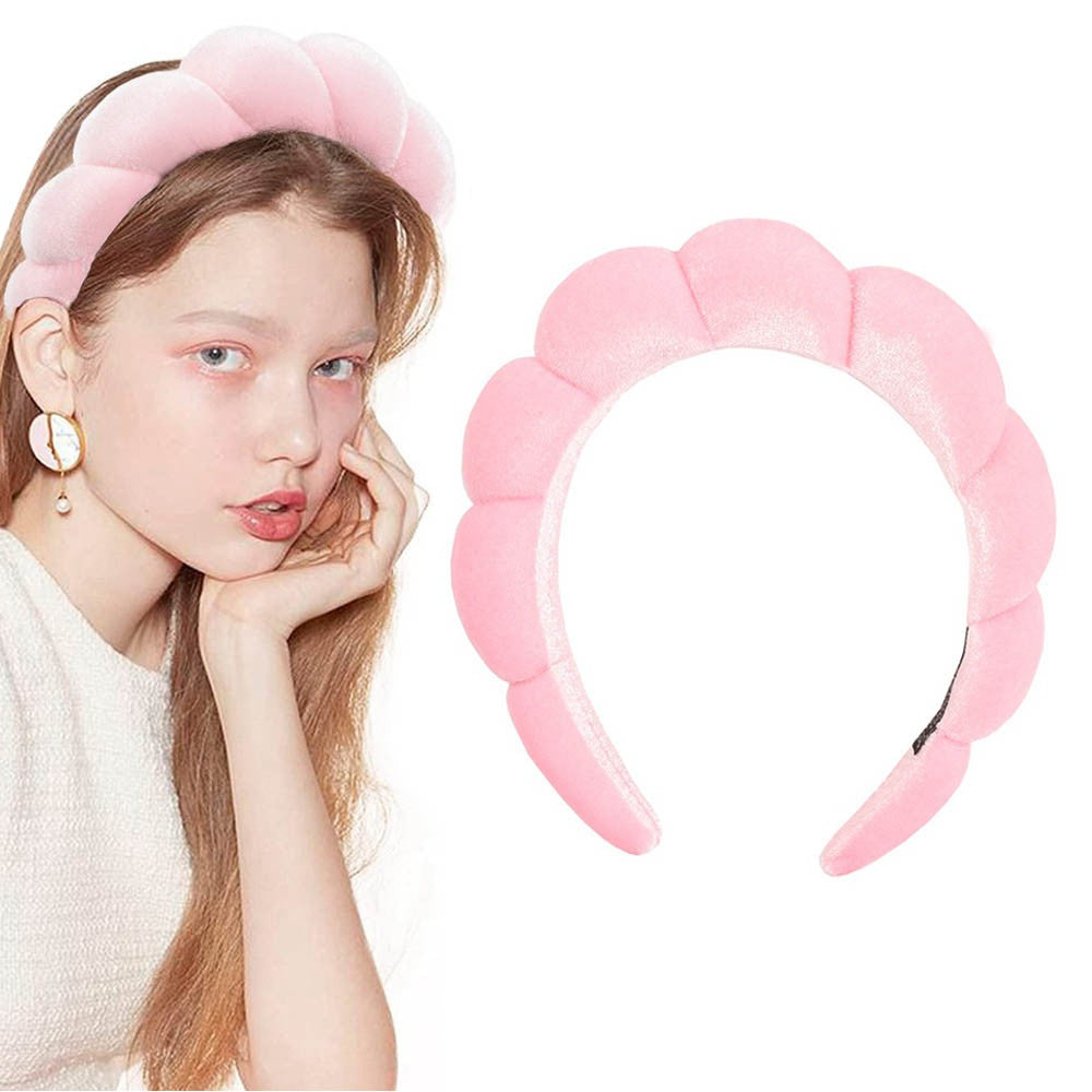 2Pcs Women Mimi and Co Spa Sponge Headband Makeup Skincare Headband Blue Pink