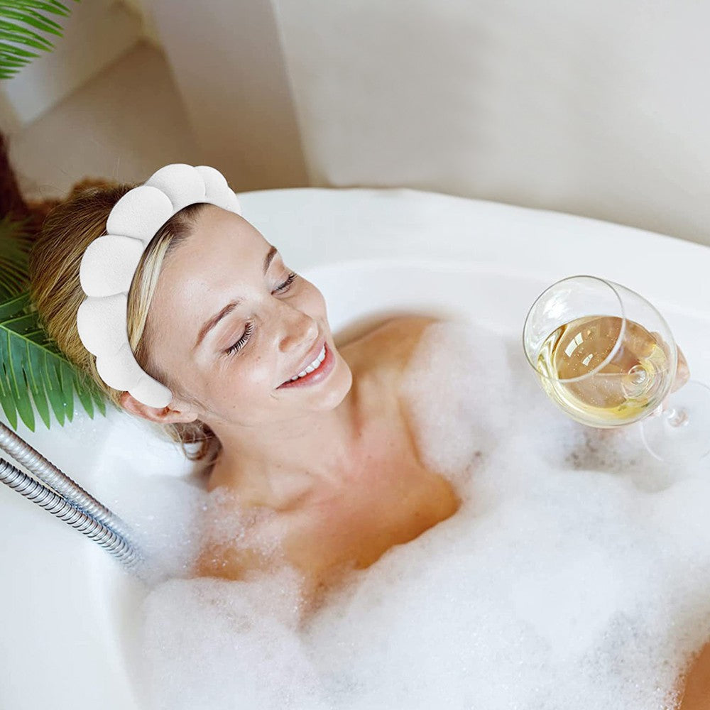 2Pcs Women Mimi and Co Spa Sponge Headband Makeup Skincare Headband White Black