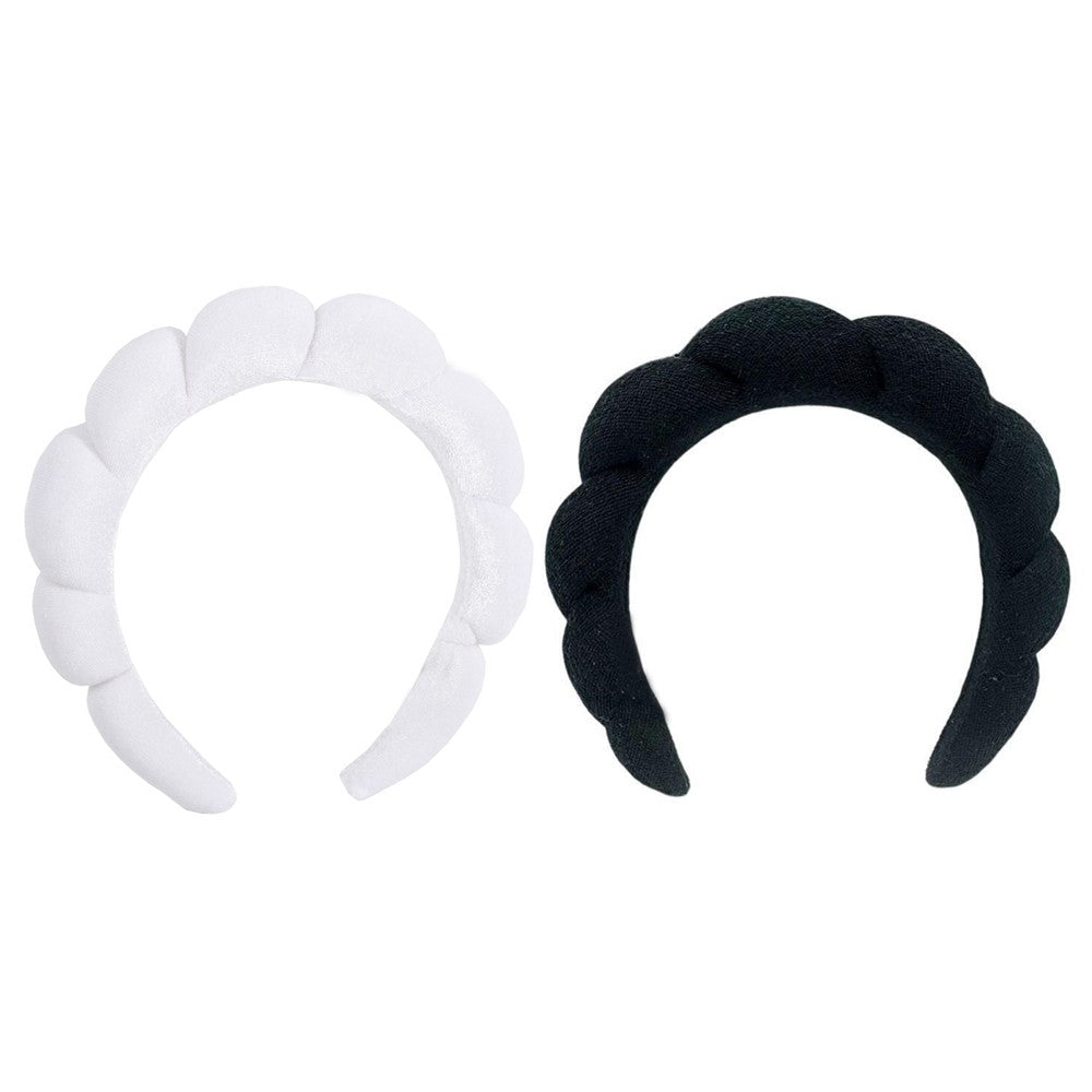 2Pcs Women Mimi and Co Spa Sponge Headband Makeup Skincare Headband White Black