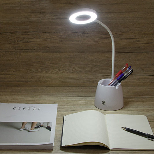 LED Desk Lamp Tabletop Light with Pen Holder and Phone Stand Warm White Light
