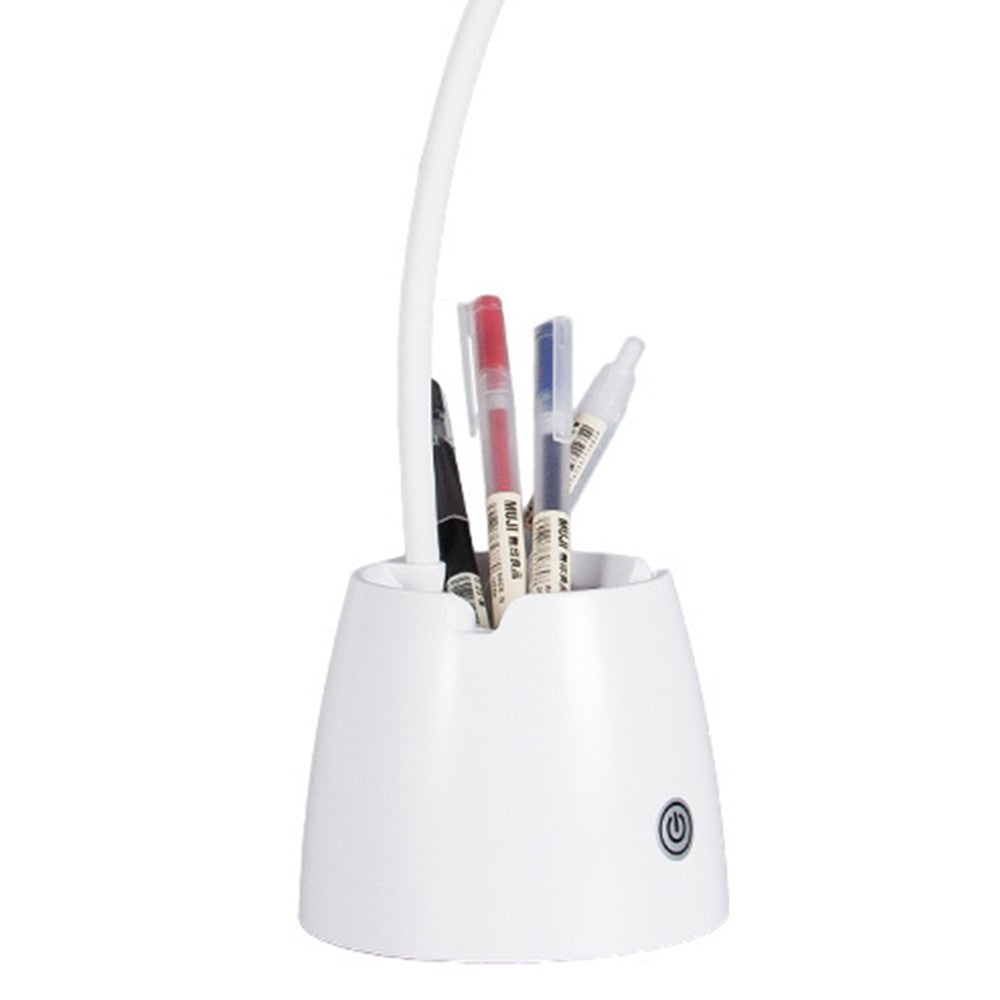 LED Desk Lamp Tabletop Light with Pen Holder and Phone Stand Warm White Light