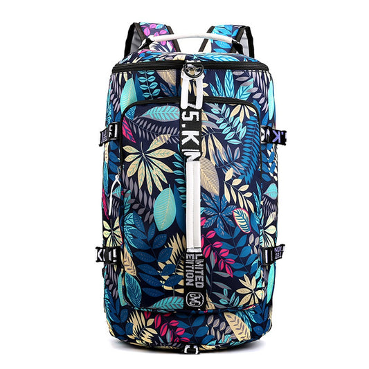 Large Capacity Flower Pattern Travel Duffle Bag Sport Gym Backpack Style 1