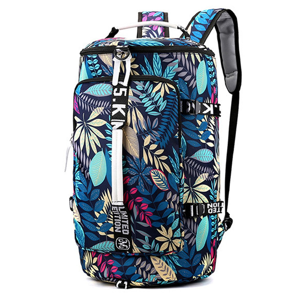 Large Capacity Flower Pattern Travel Duffle Bag Sport Gym Backpack Style 1