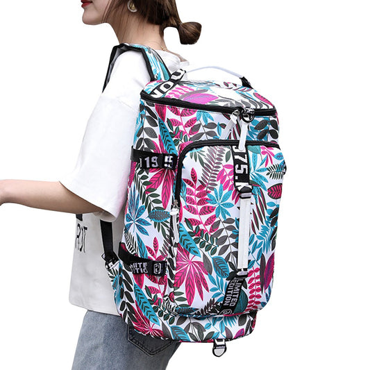 Large Capacity Flower Pattern Travel Duffle Bag Sport Gym Backpack Style 2