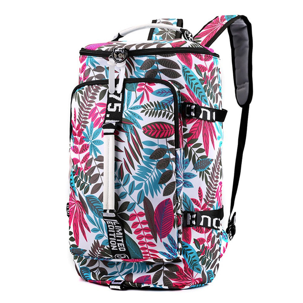 Large Capacity Flower Pattern Travel Duffle Bag Sport Gym Backpack Style 2