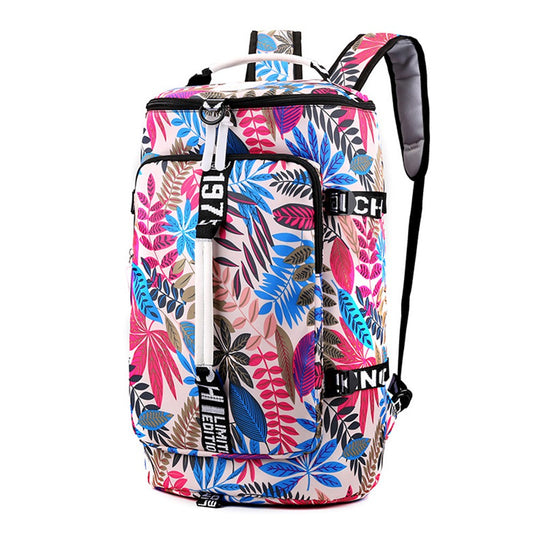 Large Capacity Flower Pattern Travel Duffle Bag Sport Gym Backpack Style 3