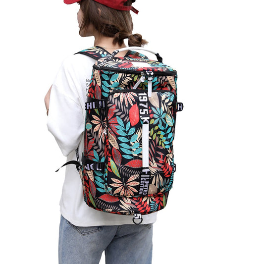 Large Capacity Flower Pattern Travel Duffle Bag Sport Gym Backpack Style 4
