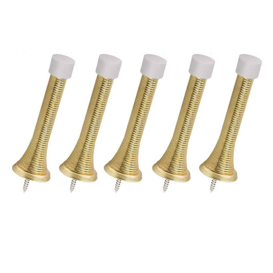 5Pcs Flexible Spring Door Stoppers with Rubber Bumper Tips Gold