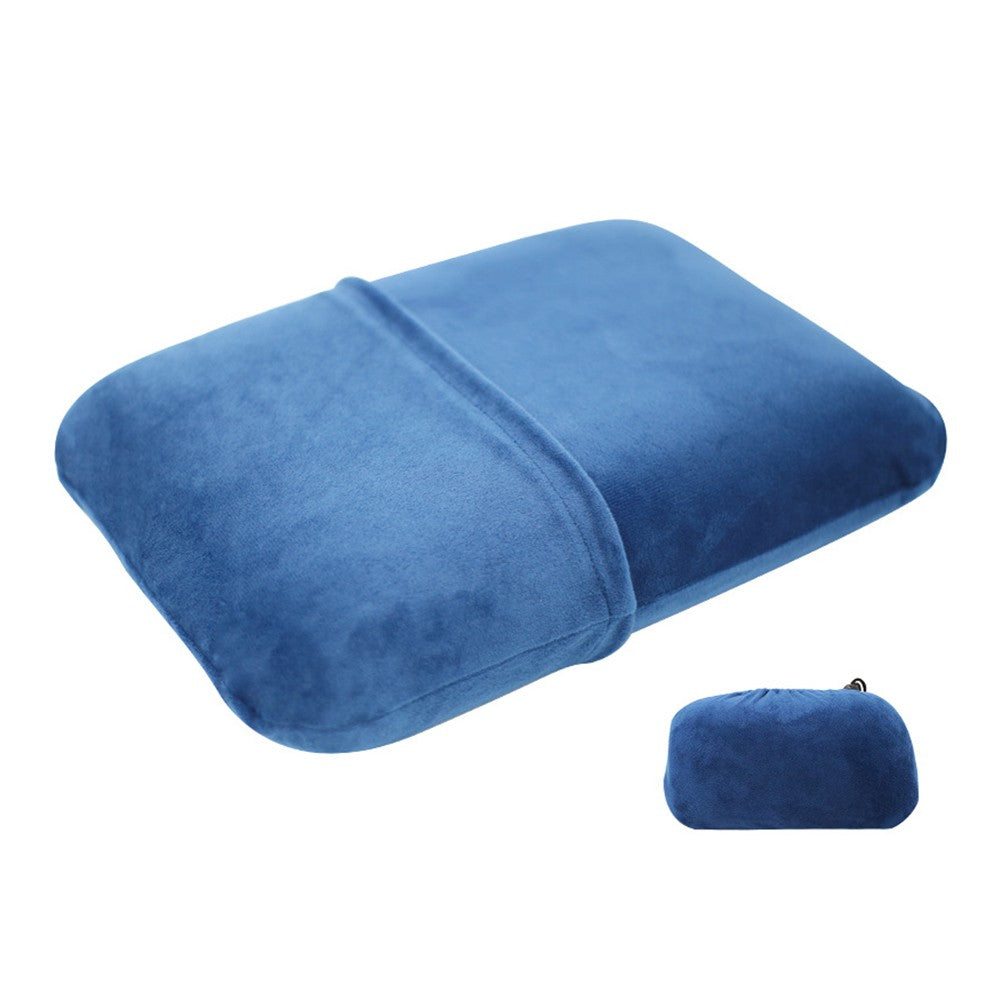 Travel Memory Foam Pillow with Pillowcase Pocket Blue