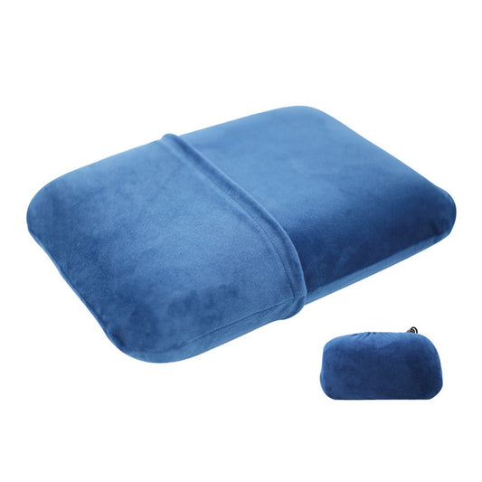 Travel Memory Foam Pillow with Pillowcase Pocket Blue