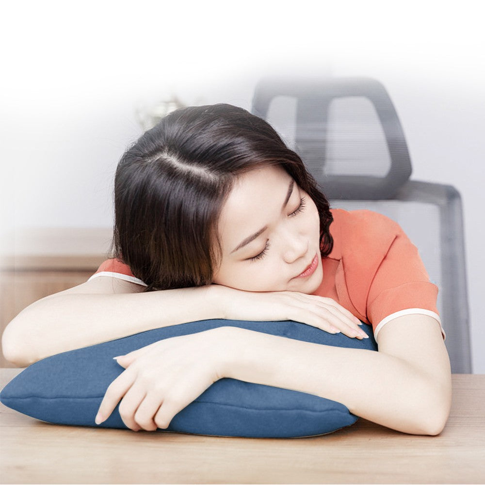 Travel Memory Foam Pillow with Pillowcase Pocket Blue