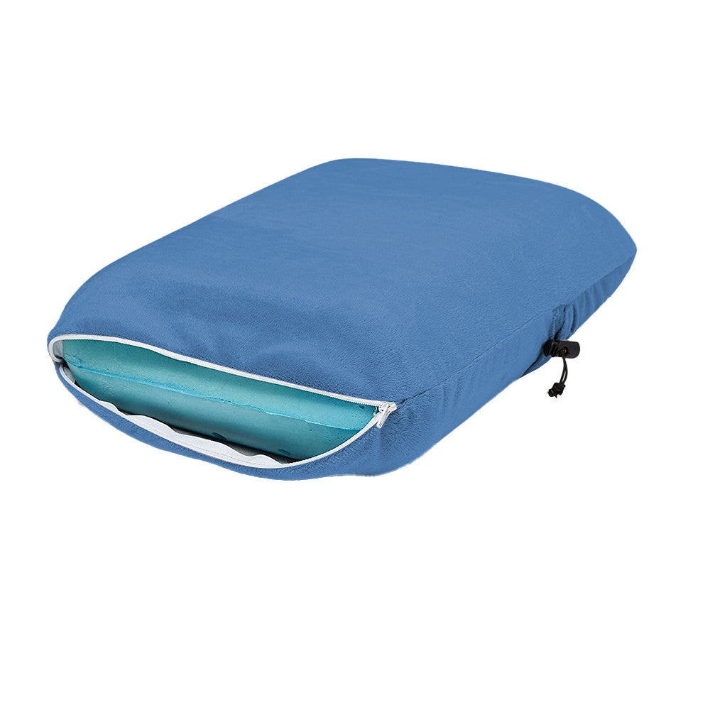 Travel Memory Foam Pillow with Pillowcase Pocket Blue