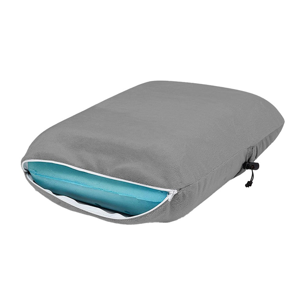 Travel Memory Foam Pillow with Pillowcase Pocket Grey
