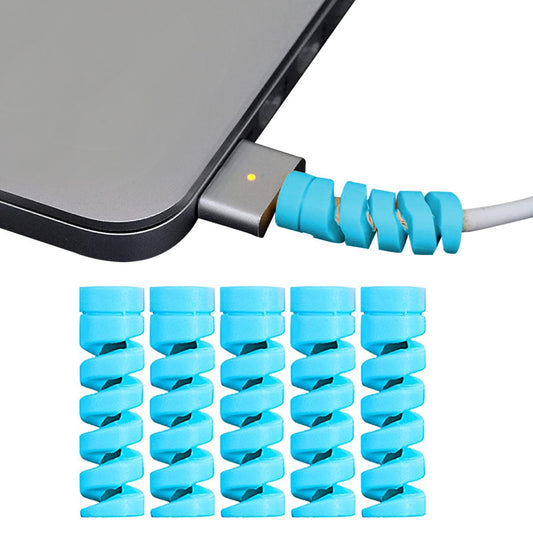 20Pcs Charging Cable Protector Spiral Phone Charge Cable Cord Saver Blue