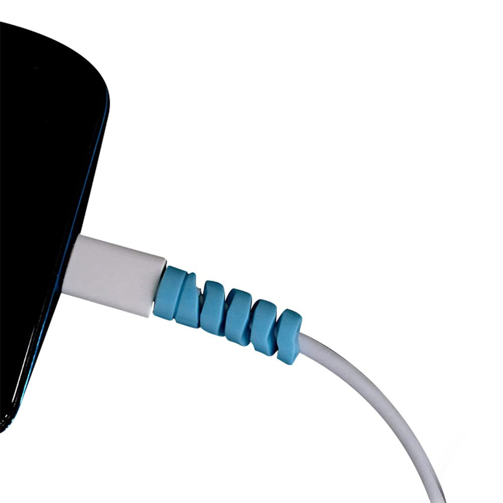 40Pcs Charging Cable Protector Spiral Phone Charge Cable Cord Saver Blue